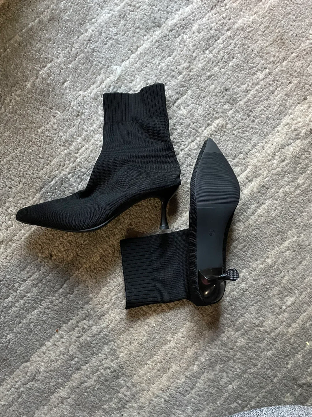 Black Knit Sock Boots, Size 9/10 image indicator(5)