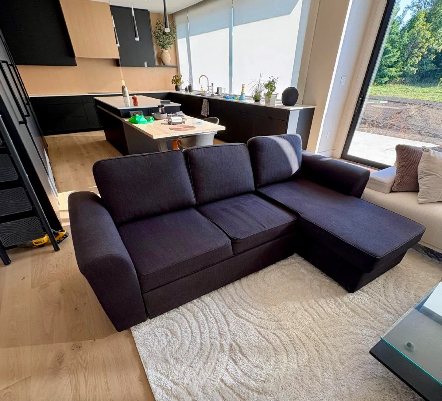 Dark Grey / Blue Sleeper Sectional Sofa image indicator(2)