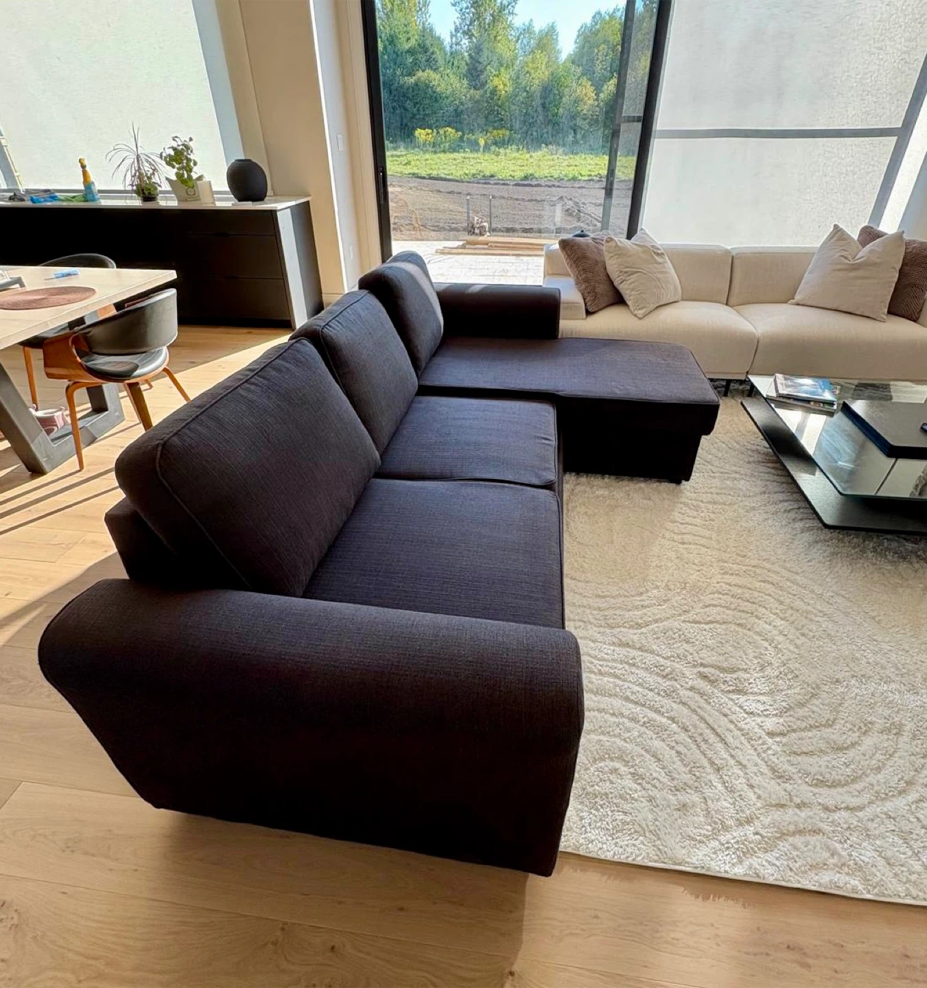 Dark Grey / Blue Sleeper Sectional Sofa - photo 3