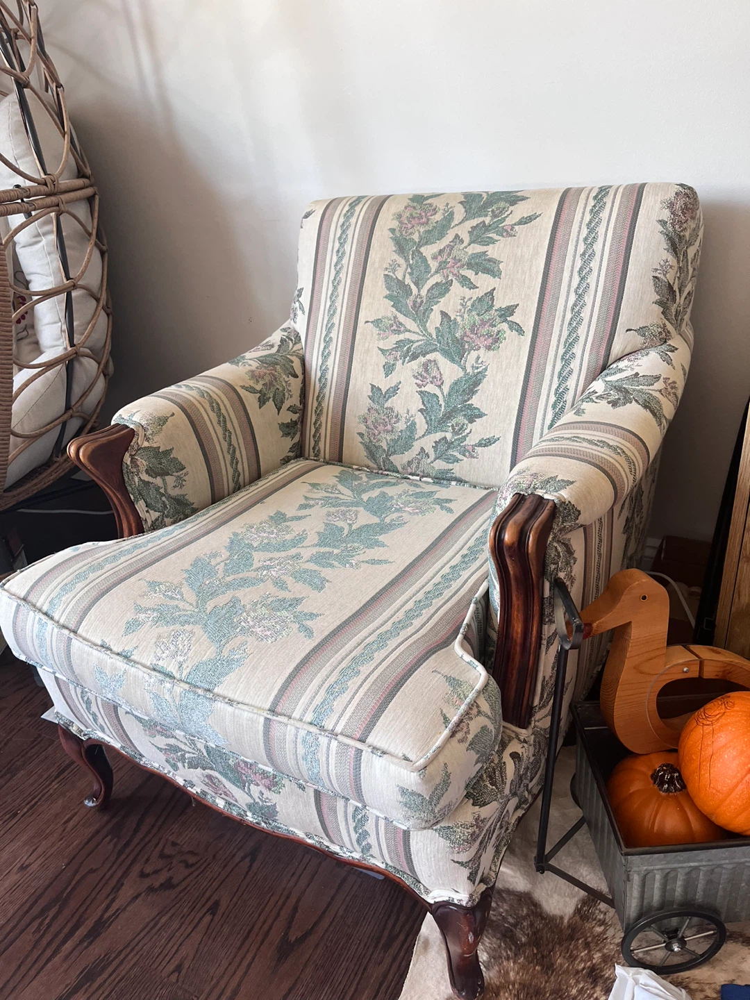 Upholstered Armchair with Floral Pattern