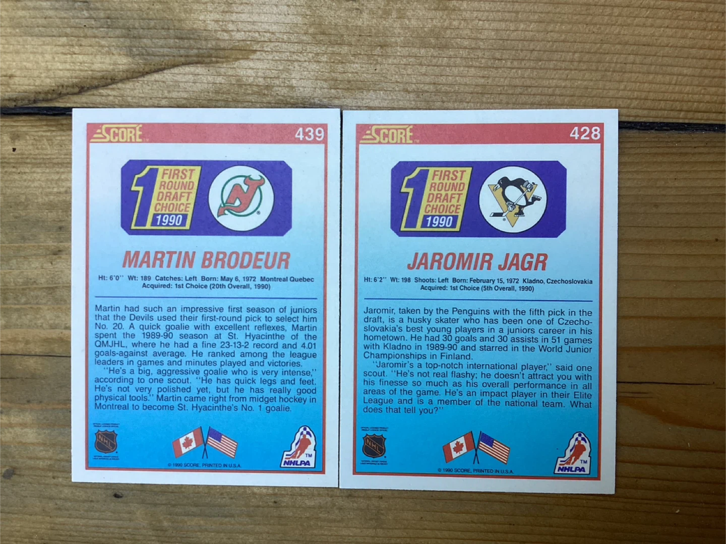 1990-91 Rookie Cards JAROMIR JAGR #428 & MARTIN BRODEUR #439 - photo 4