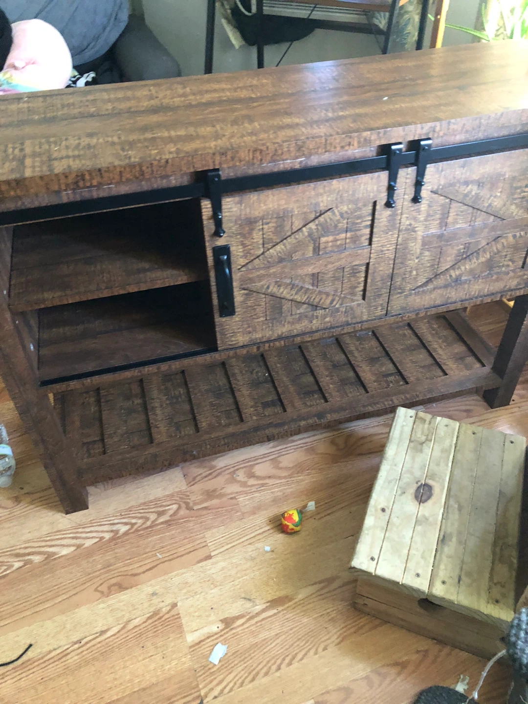 Rustic Brown Wood TV Stand - photo 2