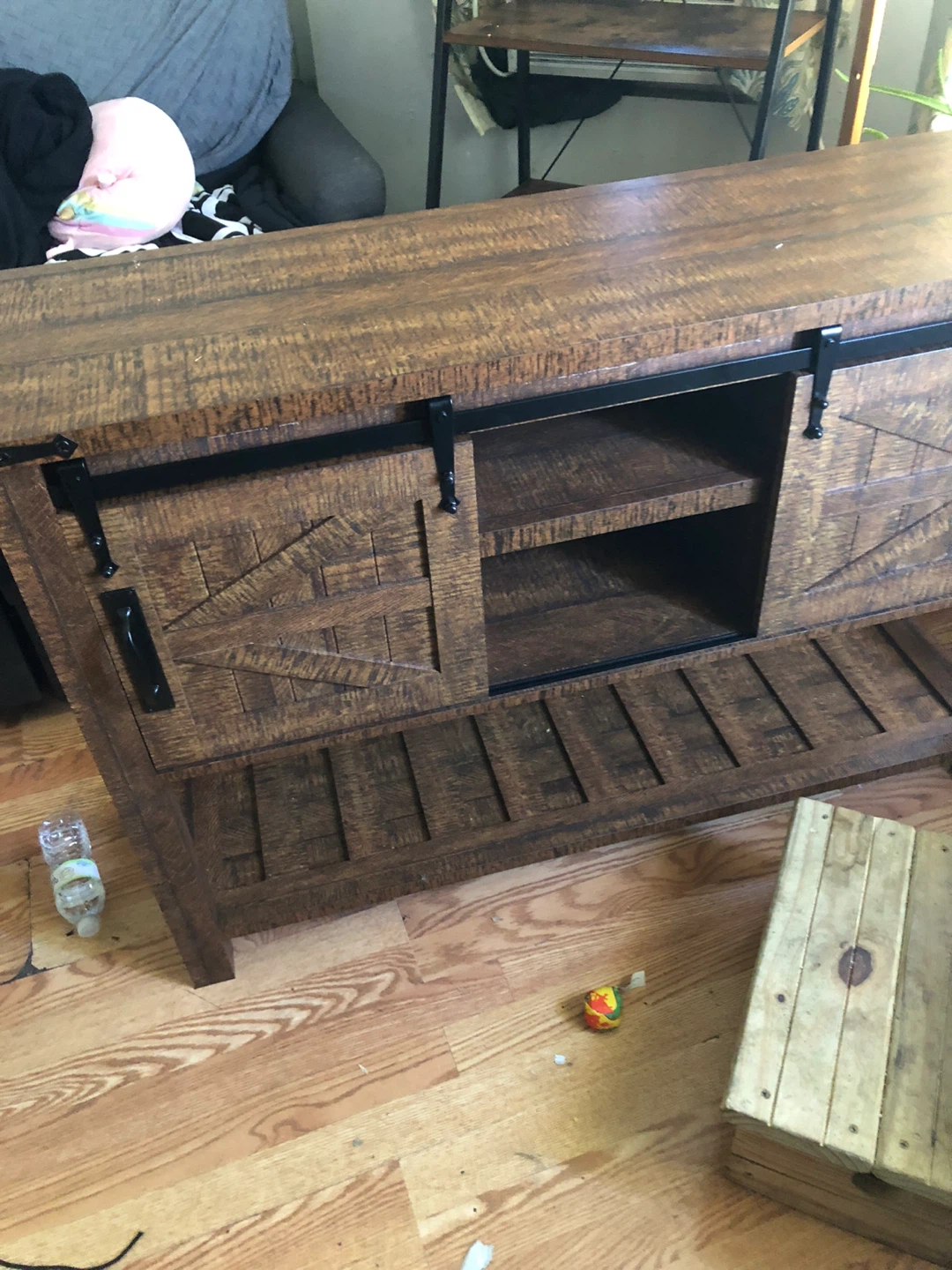 Rustic Brown Wood TV Stand - photo 3
