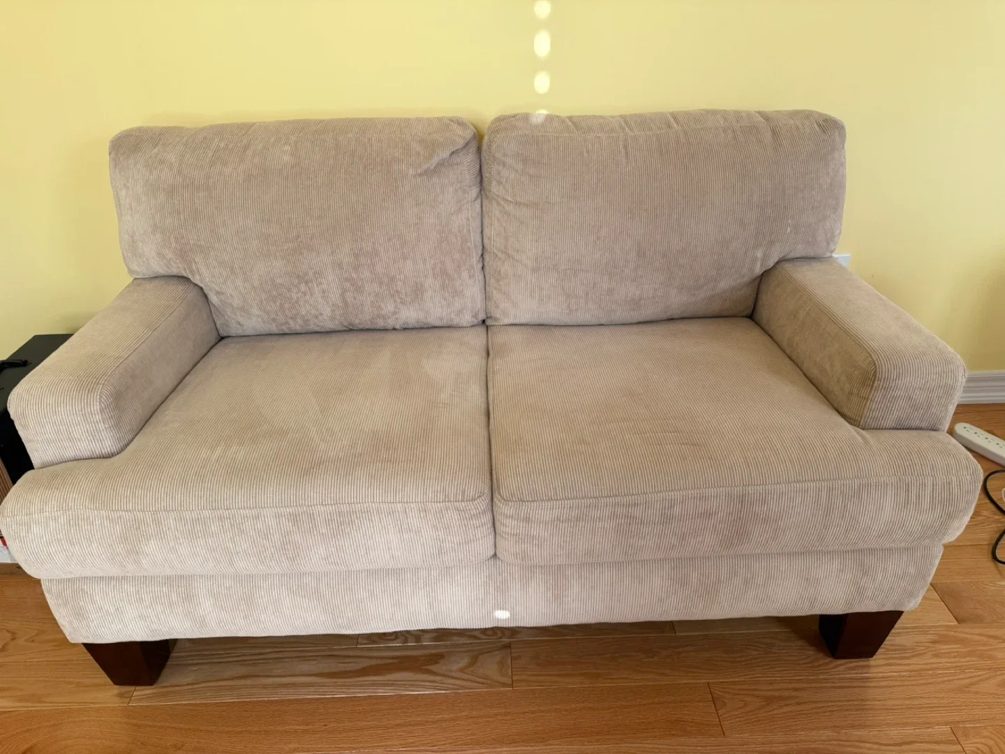 Beige Corduroy Loveseat Sofa thumbnail