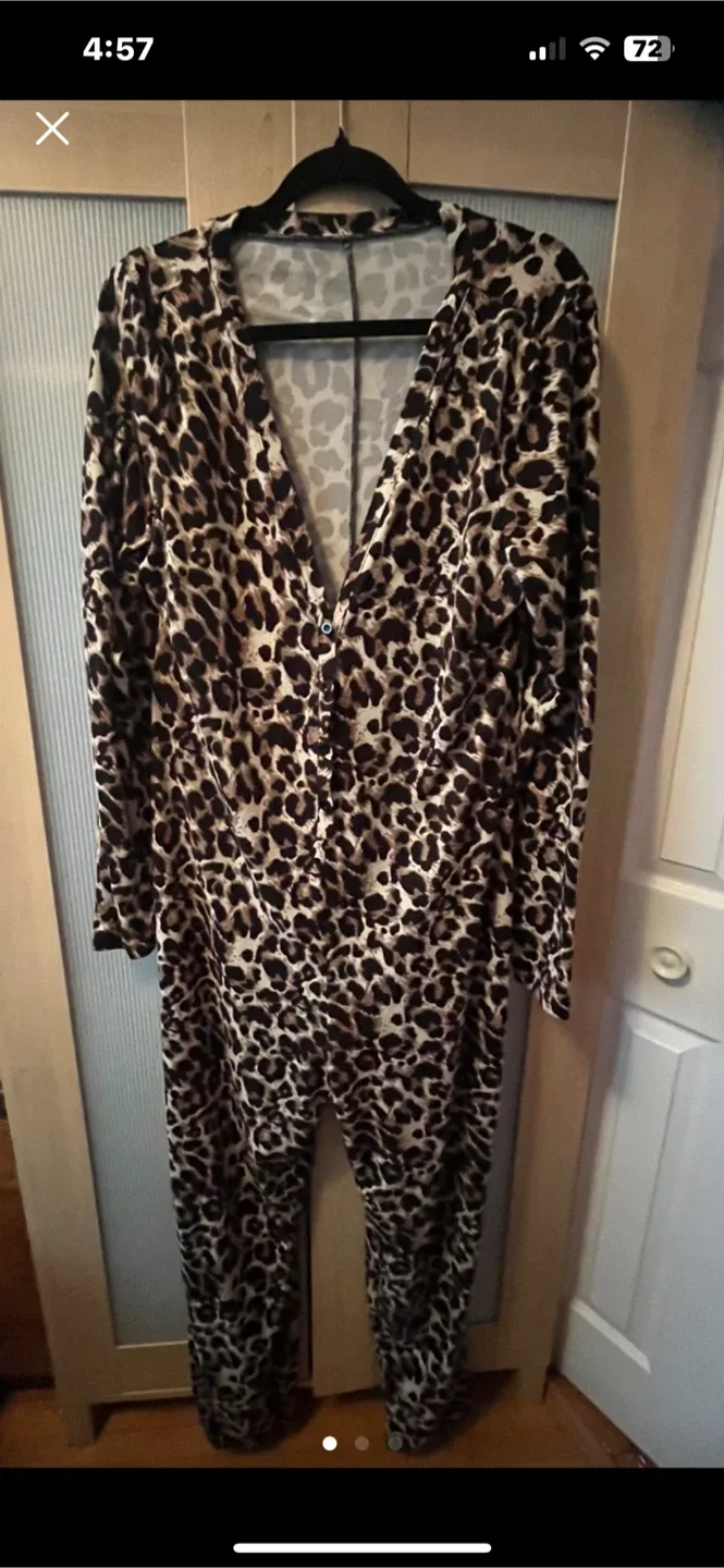 Leopard Print Jumpsuit, Large