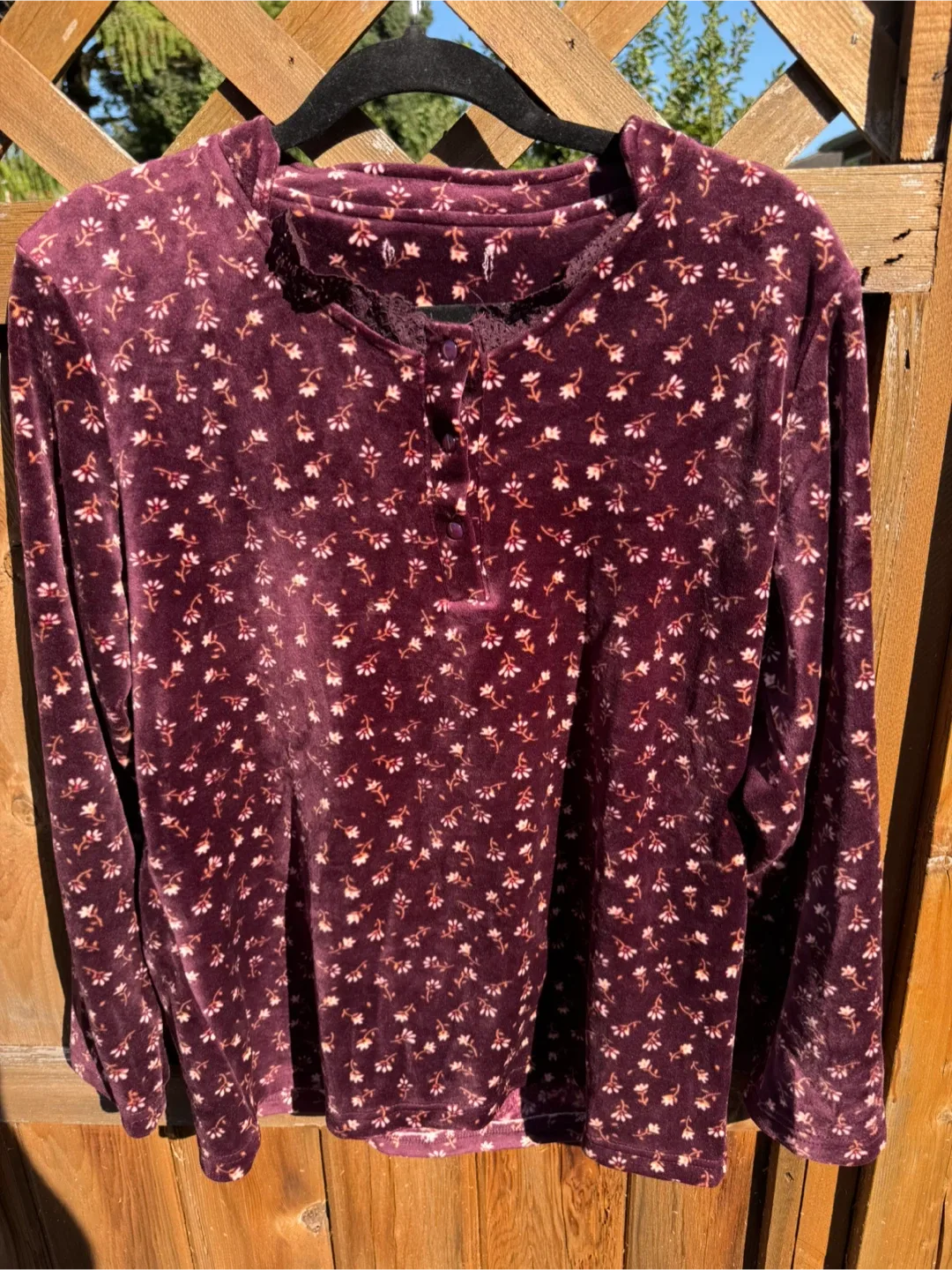 Floral Velvet Long Sleeve Top thumbnail