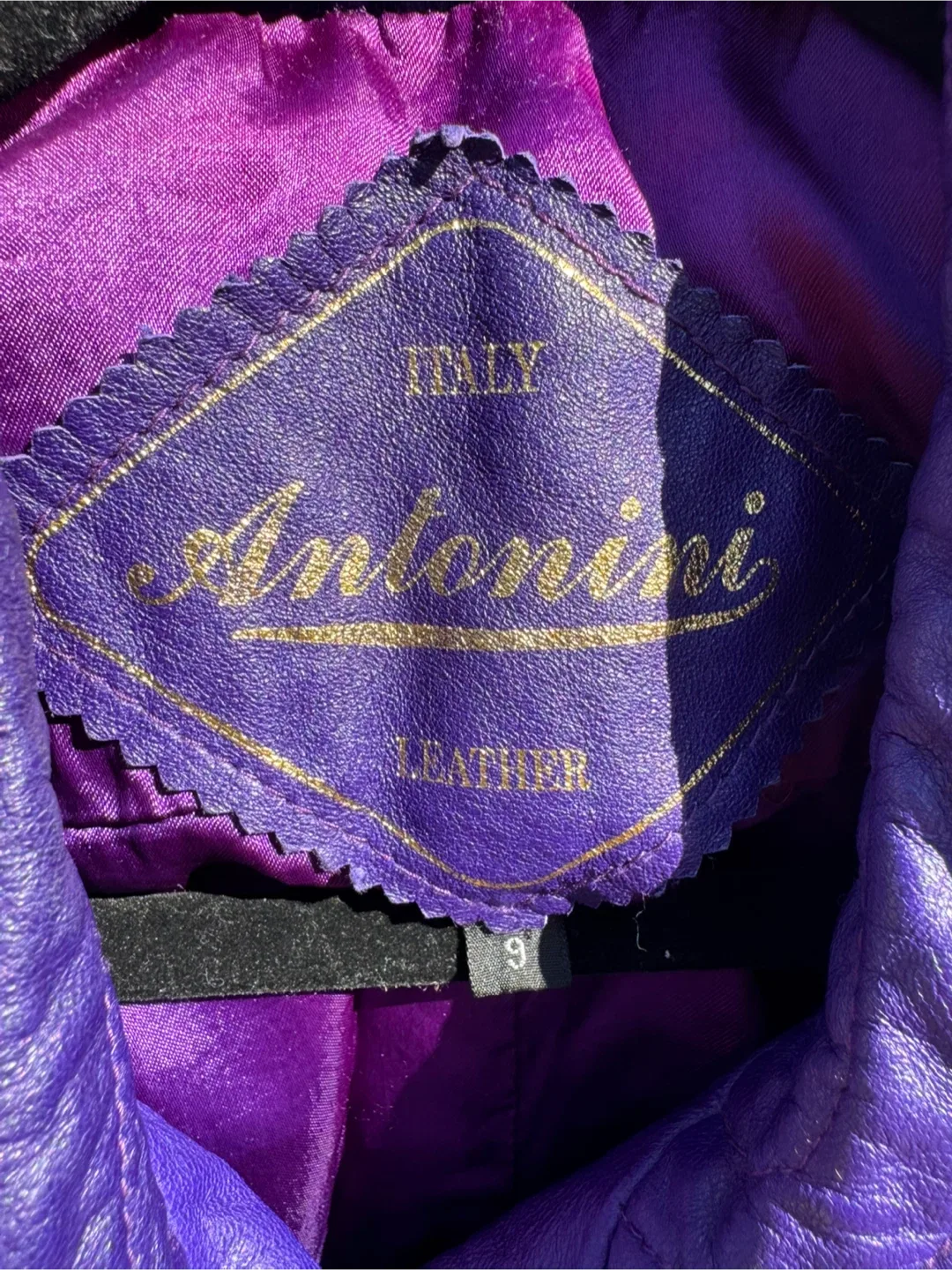 Antonini Purple Leather Jacket - Size 9 thumbnail
