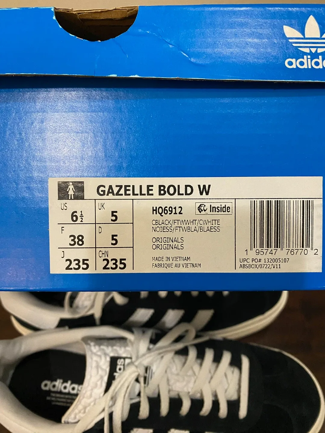 Adidas Gazelle Bold W Black/White, US 6.5 image indicator(3)