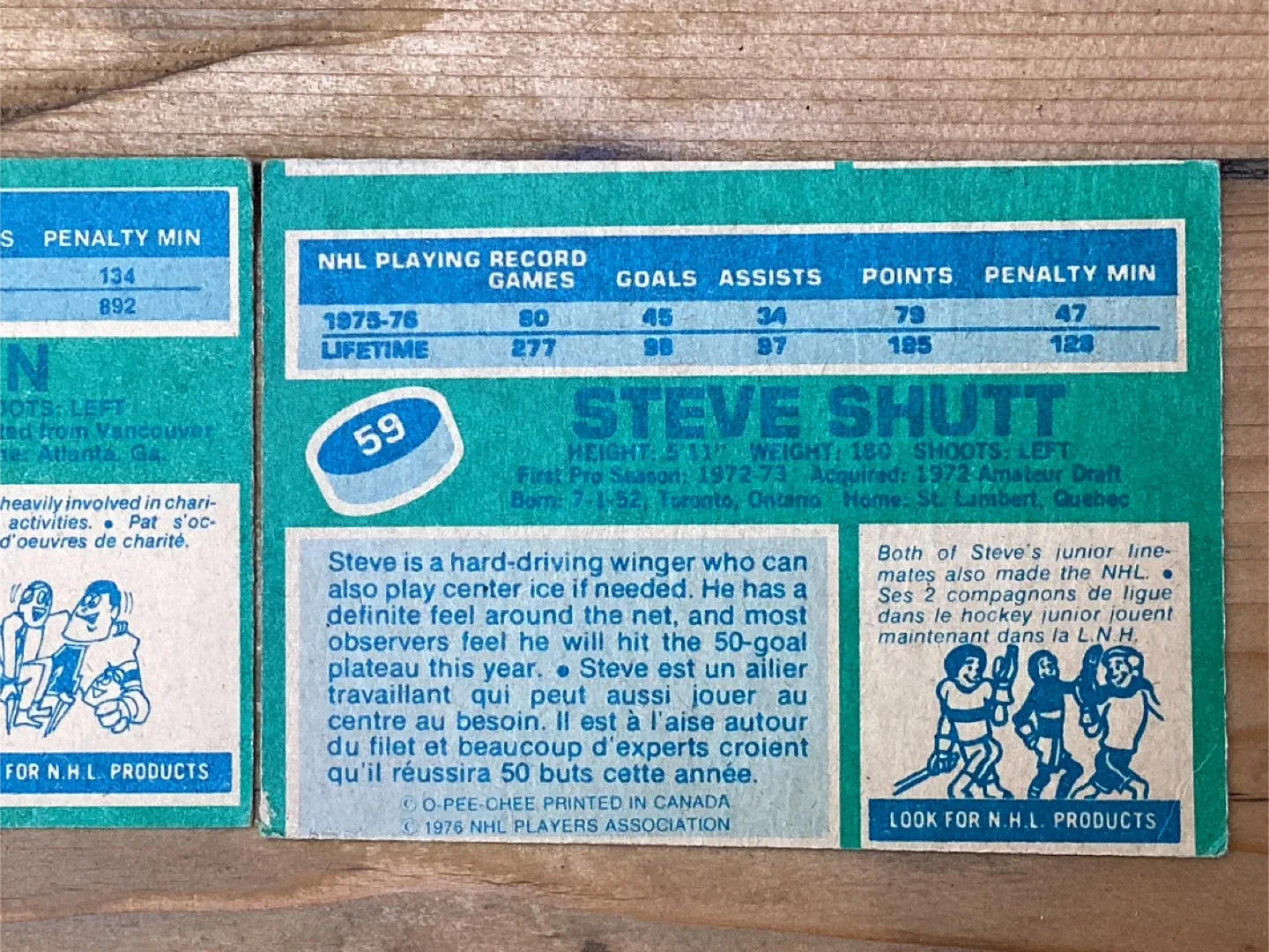 1976-77 OPC PAT QUINN #289 & STEVE SHUTT #59 Cards image indicator(6)