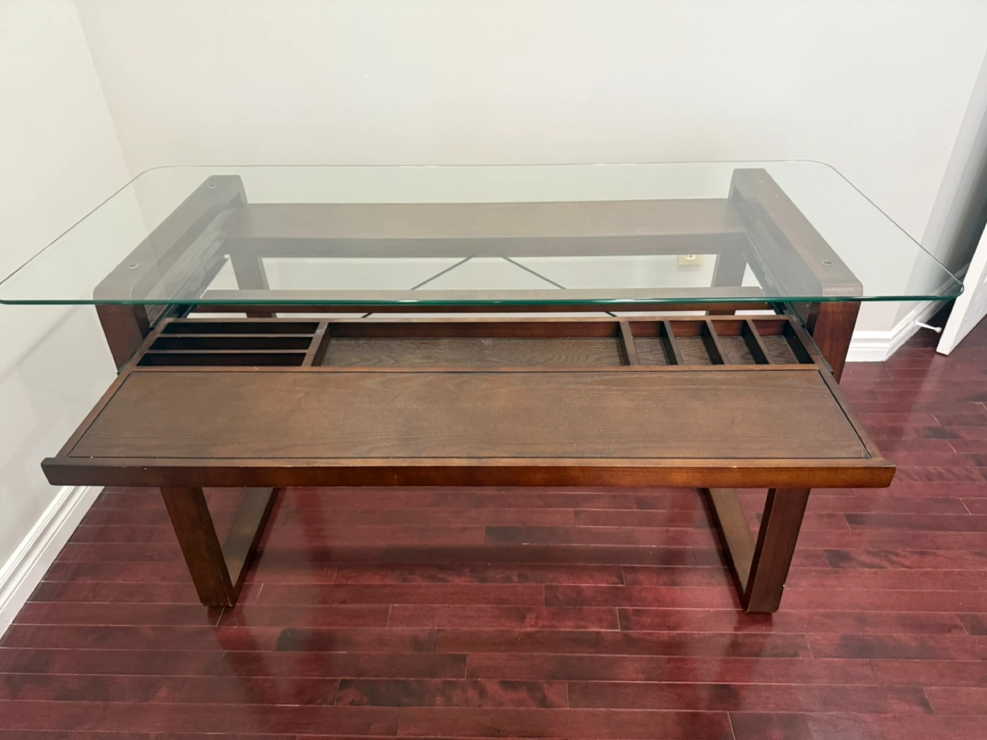 Glass Top Desk with Wood Frame