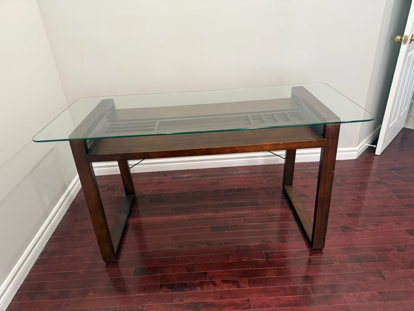 Glass Top Desk with Wood Frame - photo 3