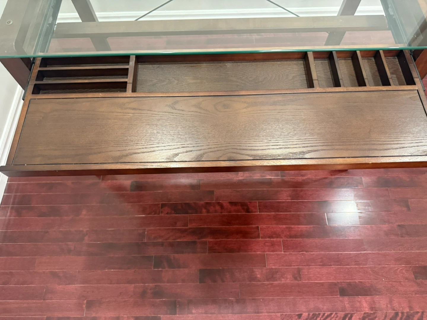 Glass Top Desk with Wood Frame - photo 2
