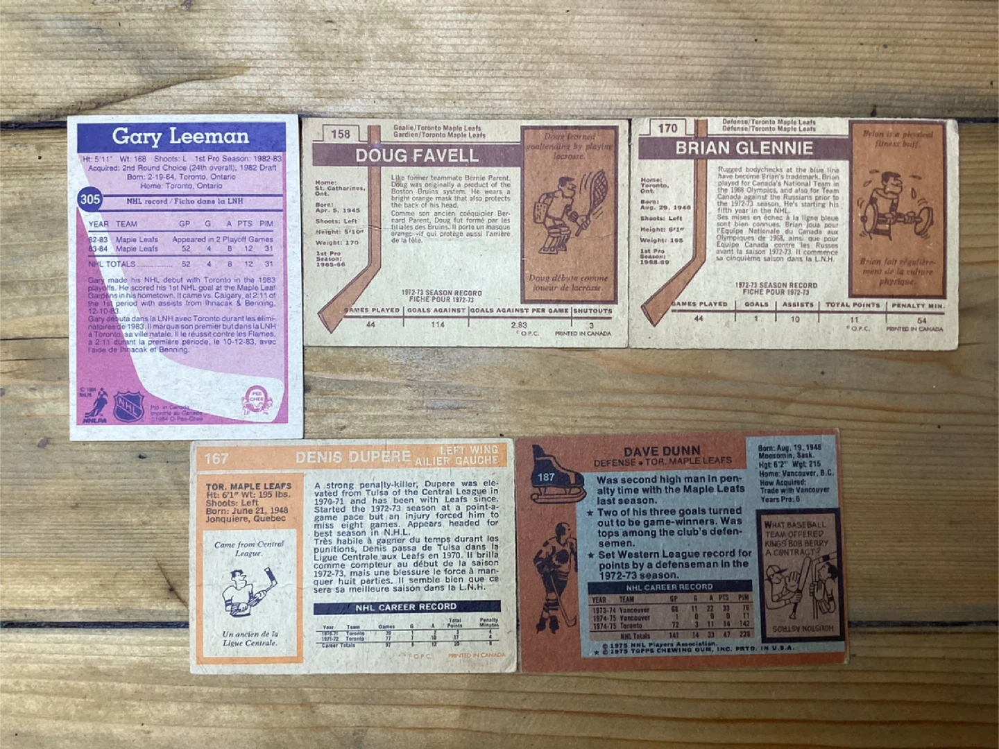 5 Former TORONTO MAPLE LEAFS Cards #’s 158,167,170,187 & 305 - photo 4