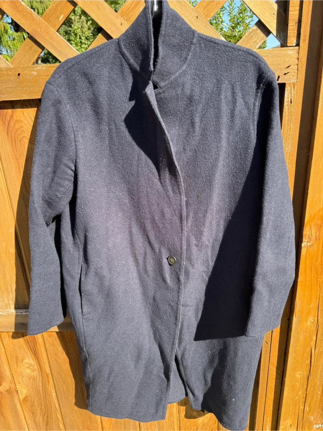 Navy Wool Blend Coat - Size L thumbnail