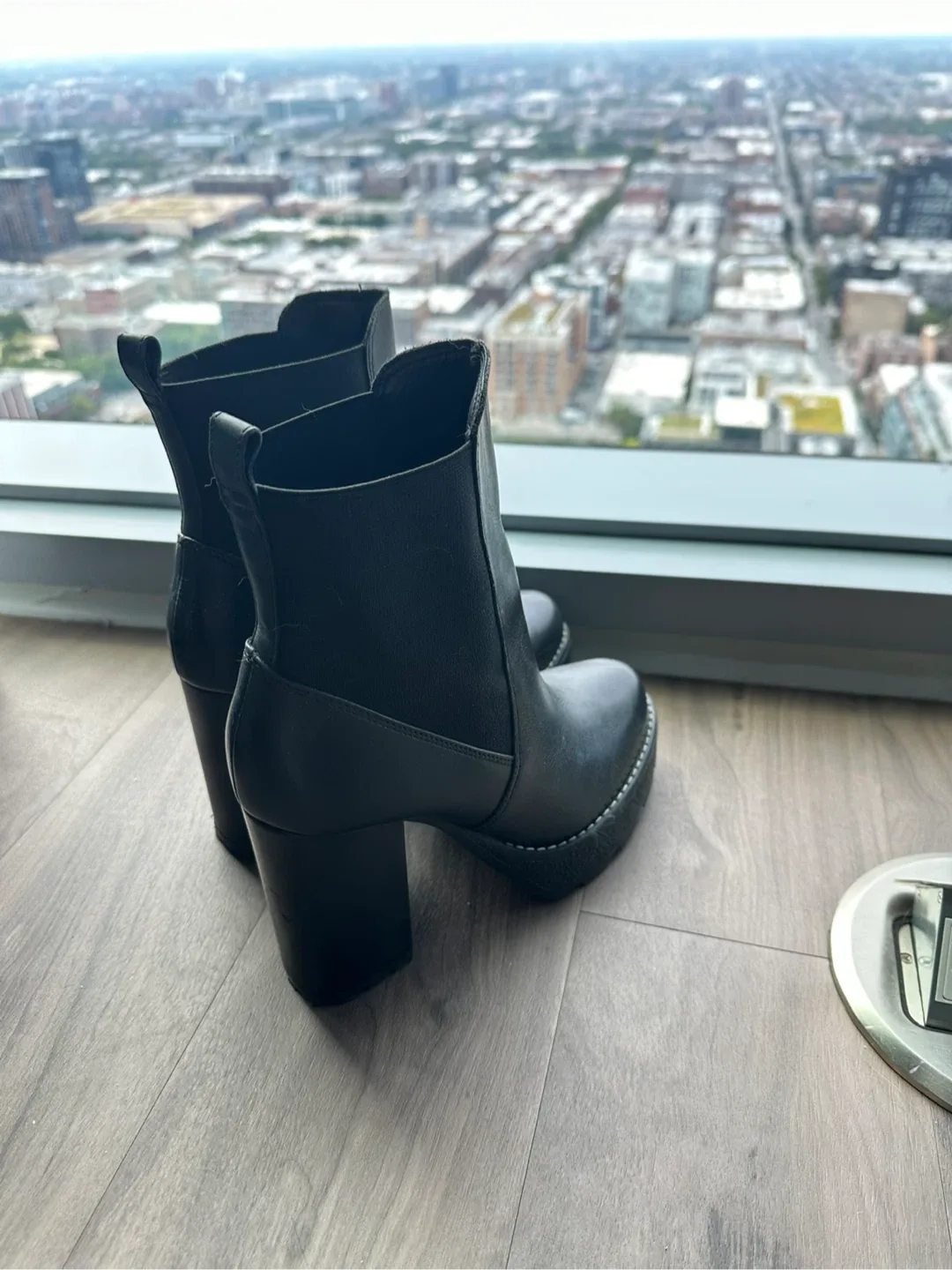 Schutz Black Heeled Chelsea Boots, Size 8.5 image indicator(3)