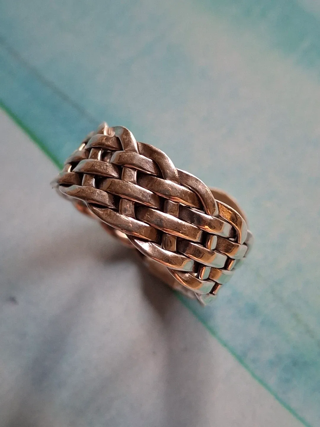 Men’s woven ring (silver, stamped 925) thumbnail