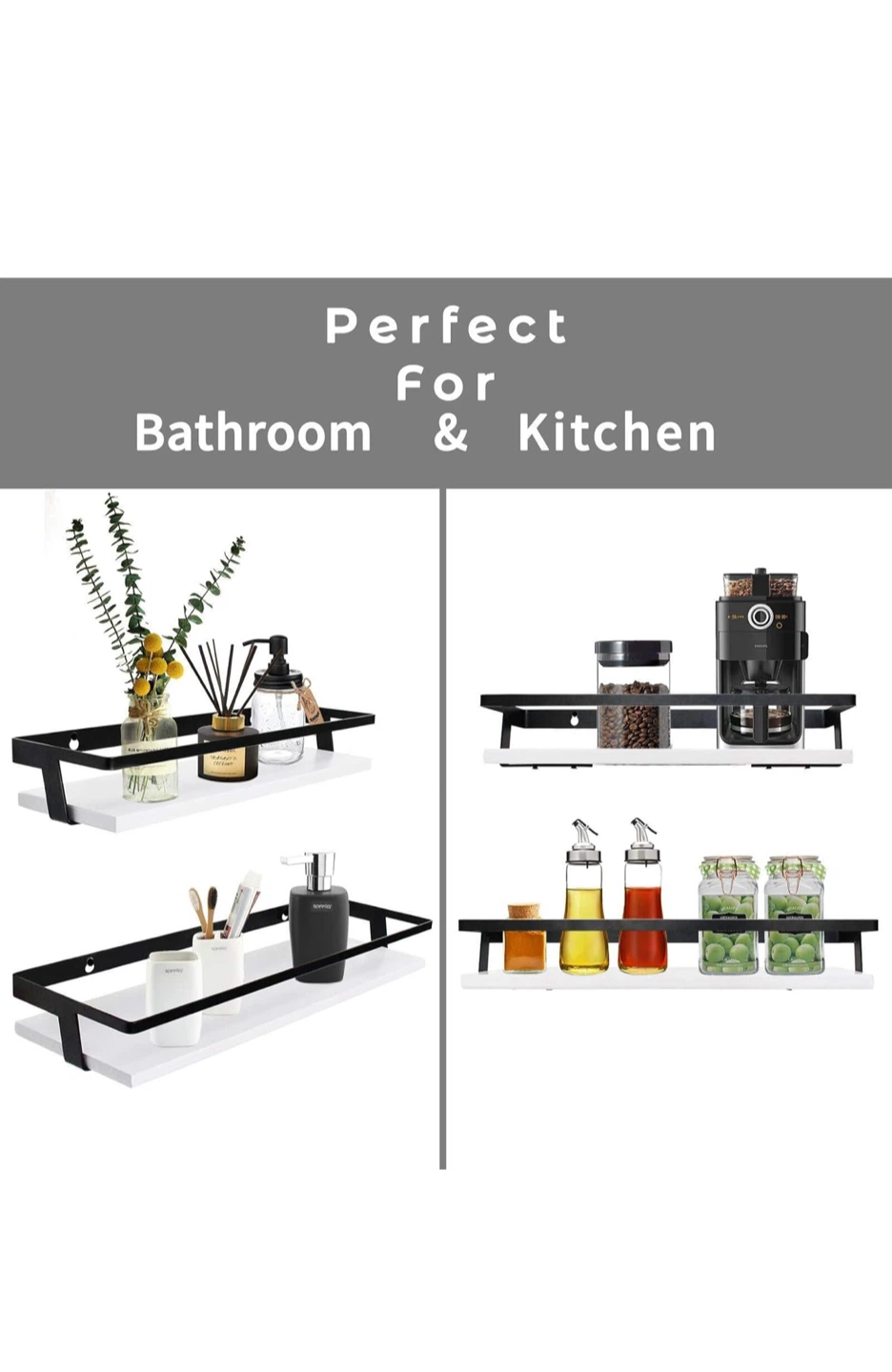Floating Shelf Set, Black/White, New in Box! - photo 3