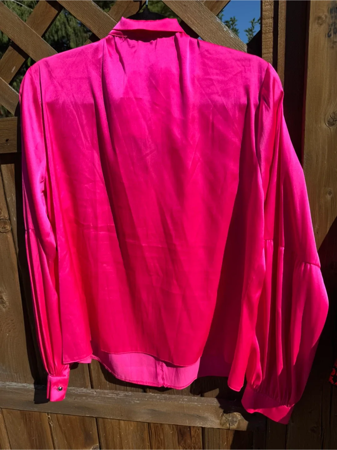 Pink Satin Blouse with Tie Neck image indicator(2)
