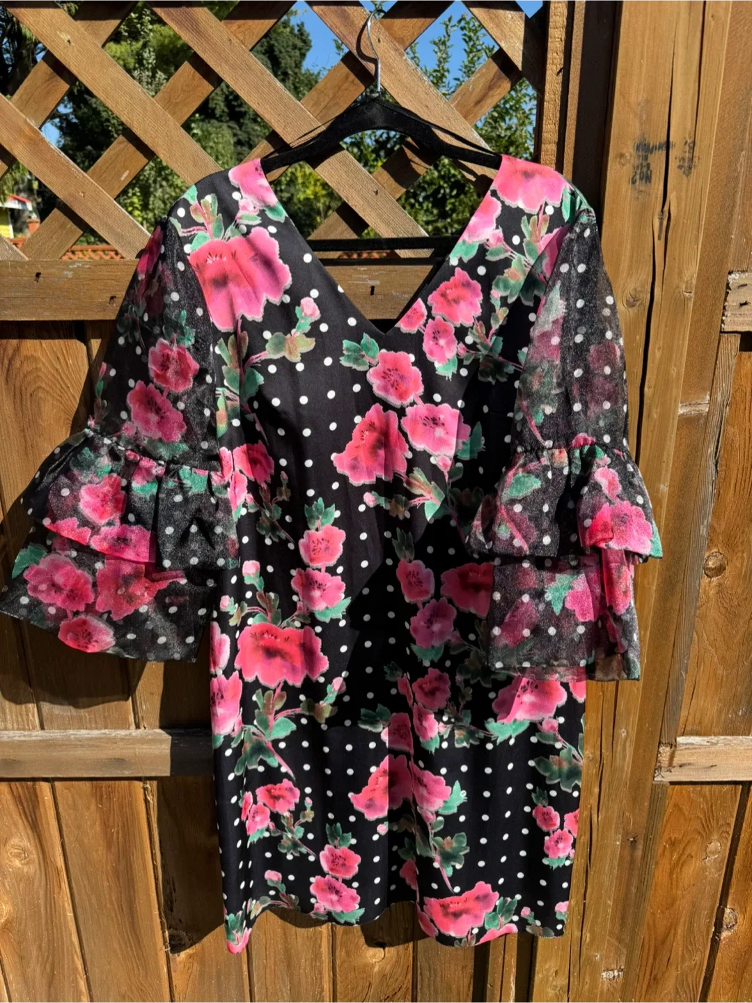 Fever London Floral Polka Dot Dress - Size 42 thumbnail