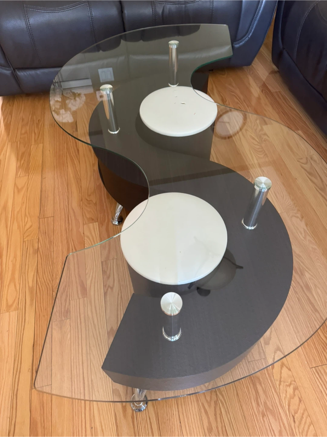Glass Top S-Shaped Coffee Table