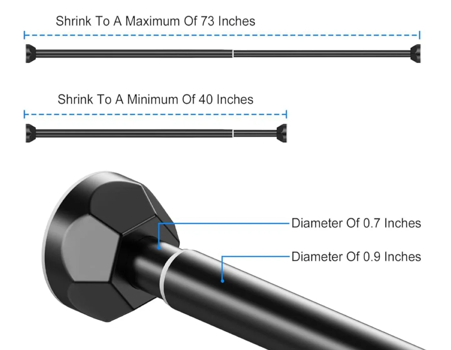 Adjustable Curtain Rod - 40-73 Inches image indicator(4)