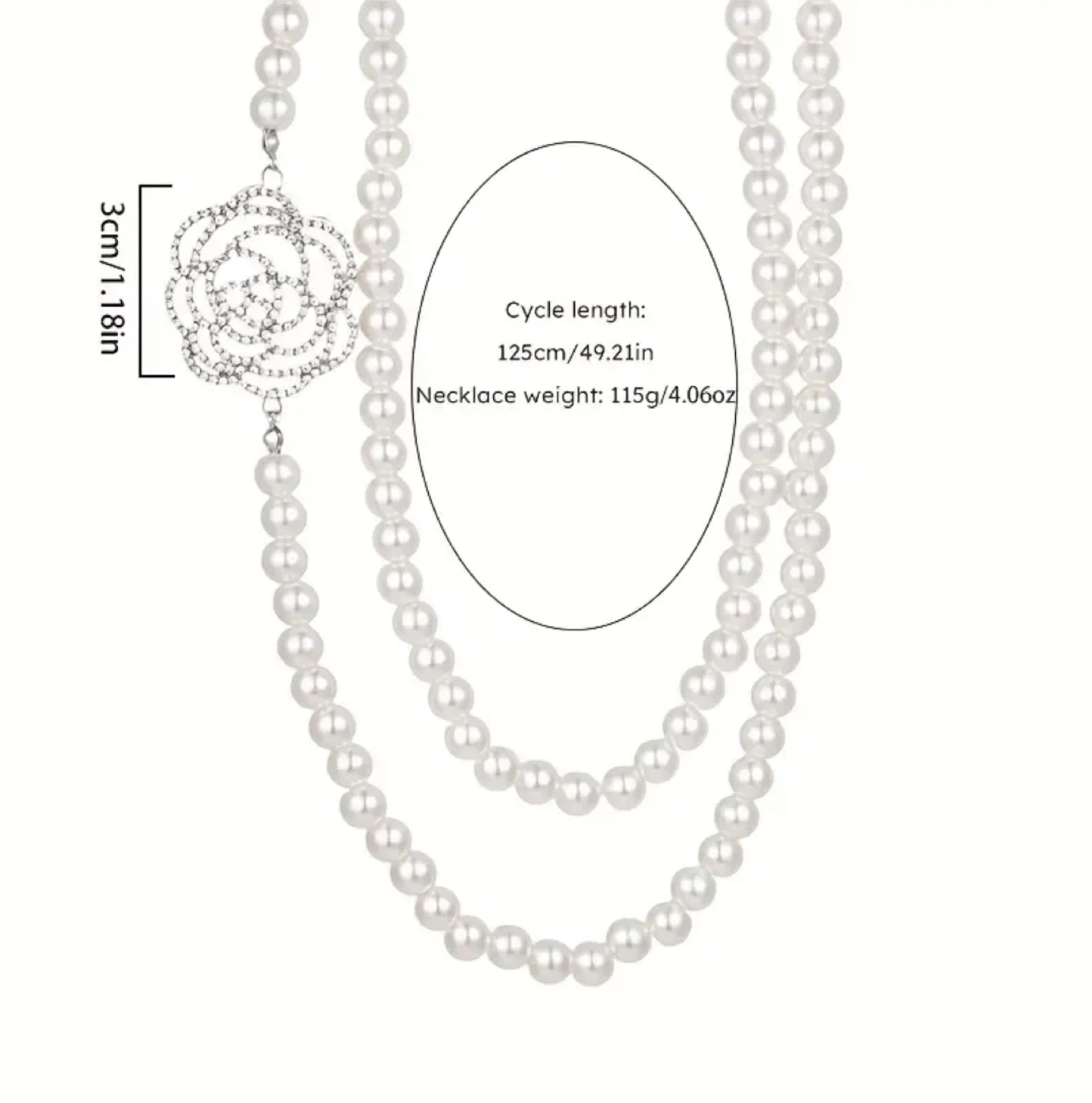 NEW Faux Pearl Necklace with Rose Pendant - photo 5