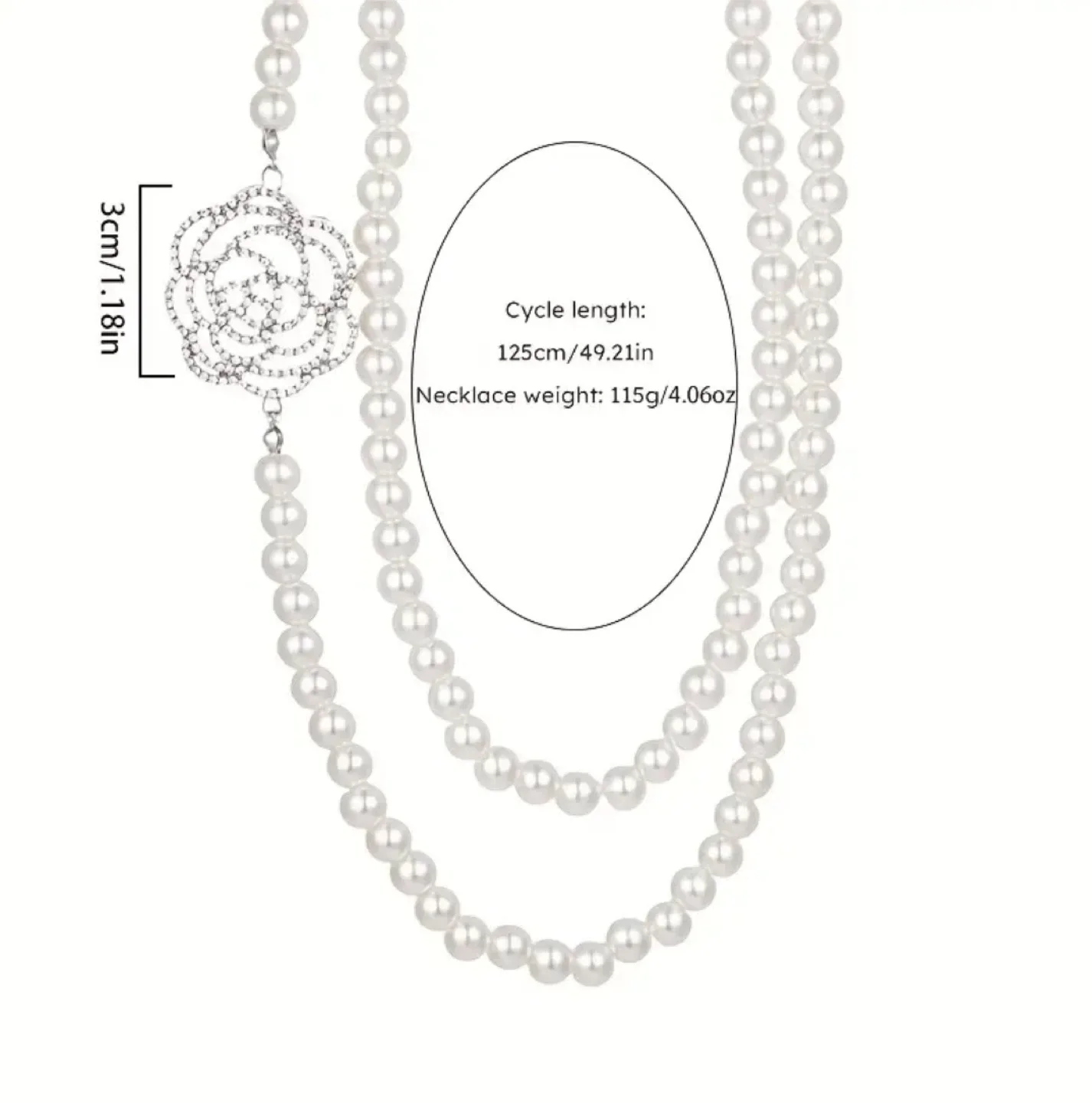 NEW Faux Pearl Necklace with Rose Pendant image indicator(5)