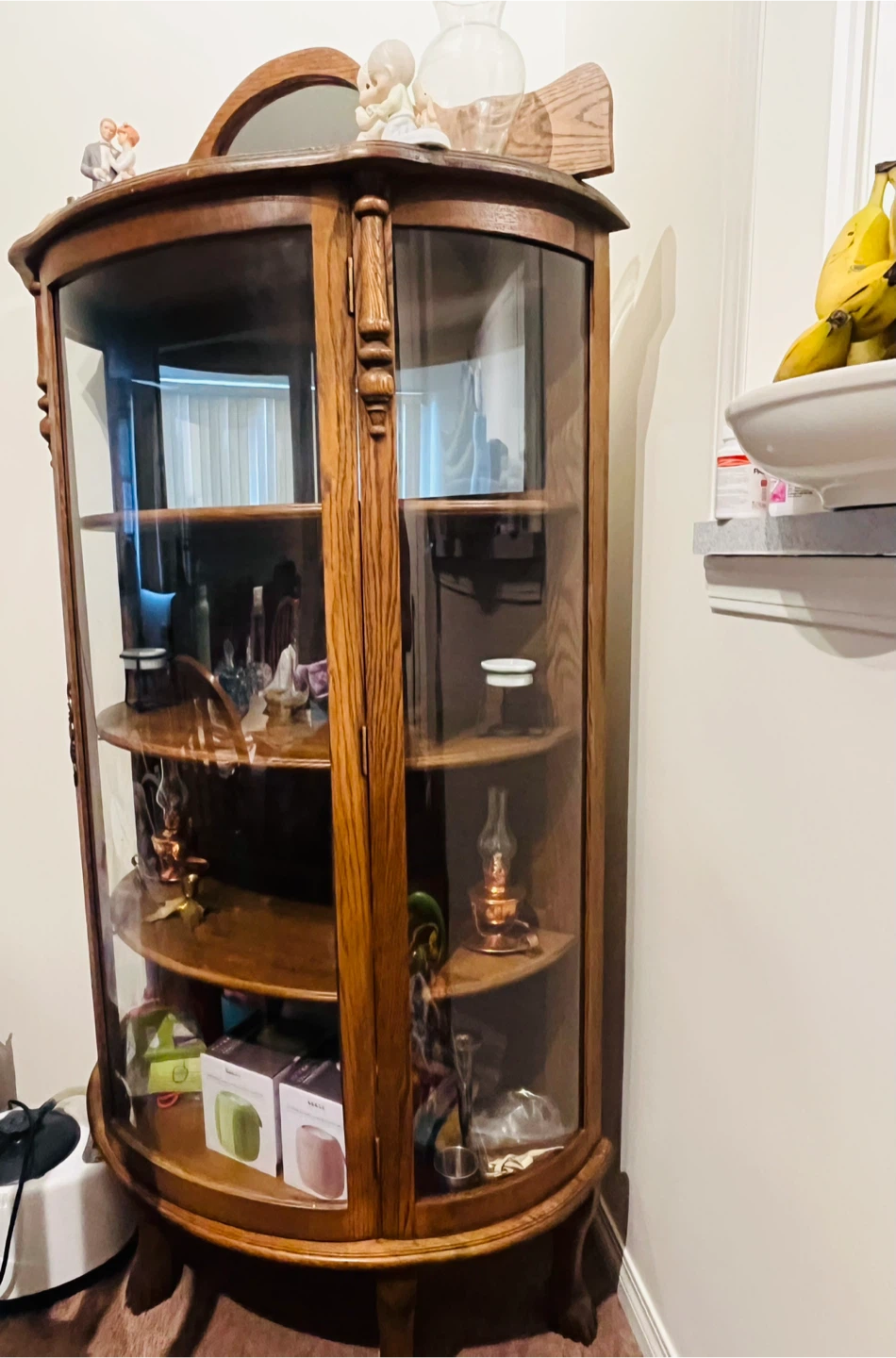 Vintage Curved Glass Display Cabinet
