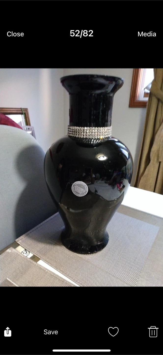Cambridge Glass Black Vase with Rhinestone Accent