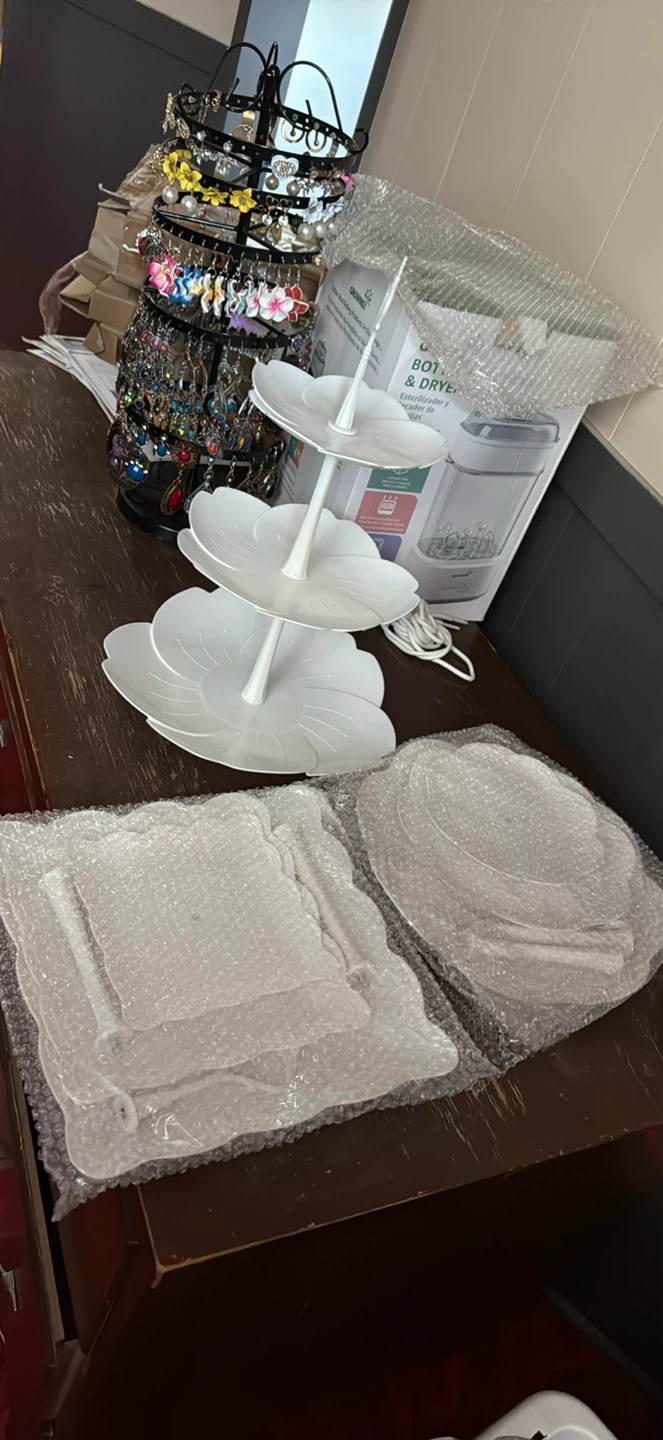 Flower Tiered Serving Tray, Party & Gift, White BRAND NEW - photo 2