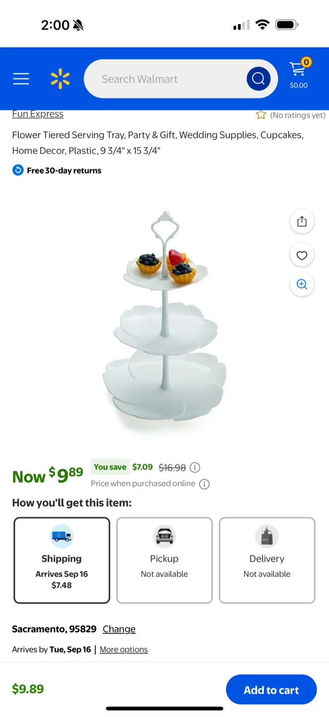 Flower Tiered Serving Tray, Party & Gift, White BRAND NEW