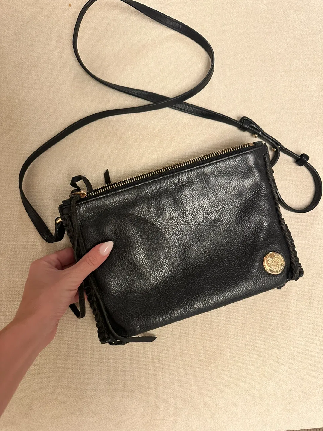 Vince Camuto Black Leather Crossbody Bag image indicator(2)