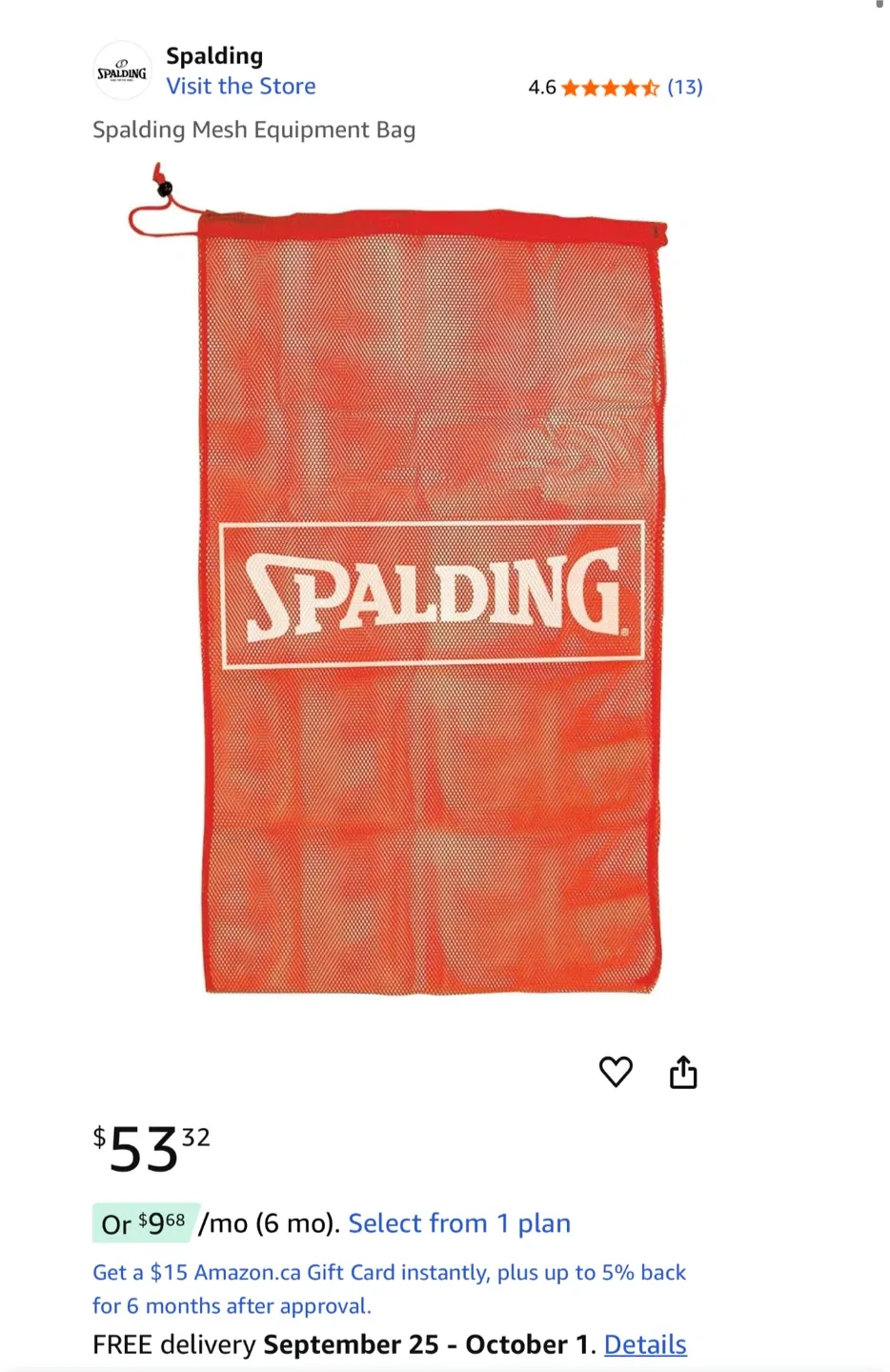New Spalding Mesh Equipment Bag - Holds 8 Full Size Balls