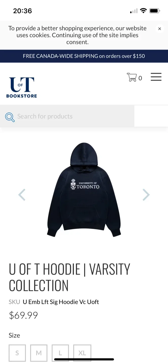 University of Toronto Hoodie - XL thumbnail