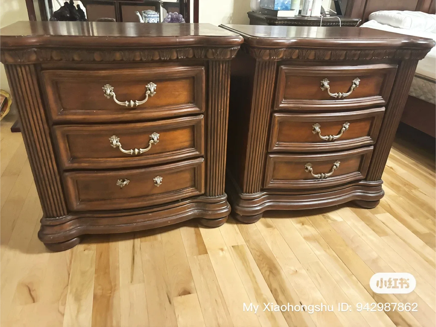 Wooden 3-Drawer Nightstands - Pair thumbnail