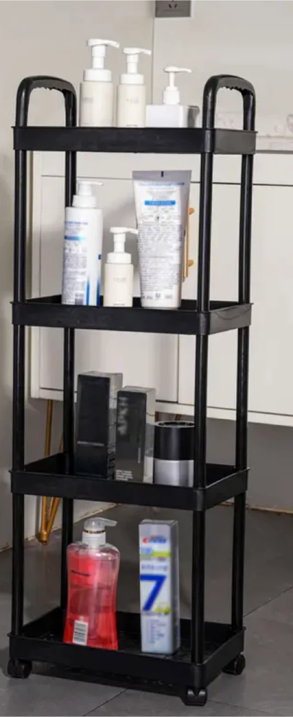 Rolling Cart - Black - 4 Tier