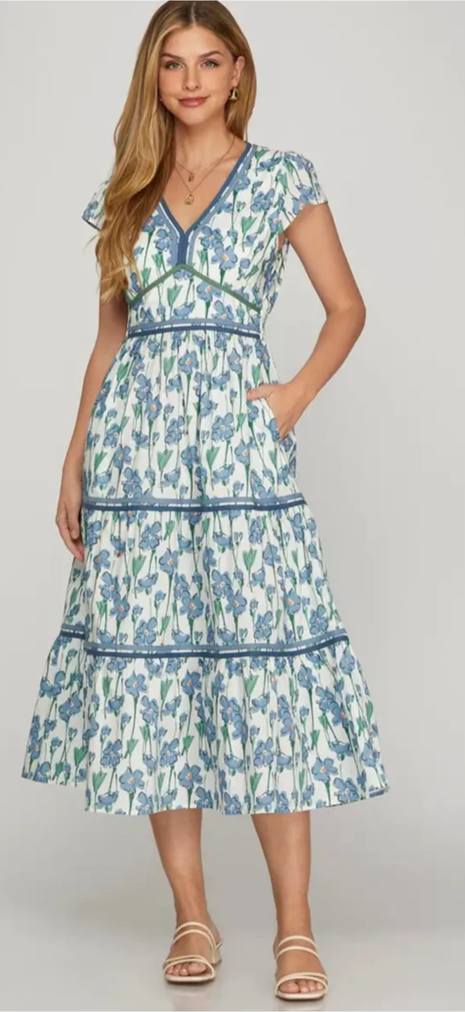 She + Sky Floral Tiered Dress