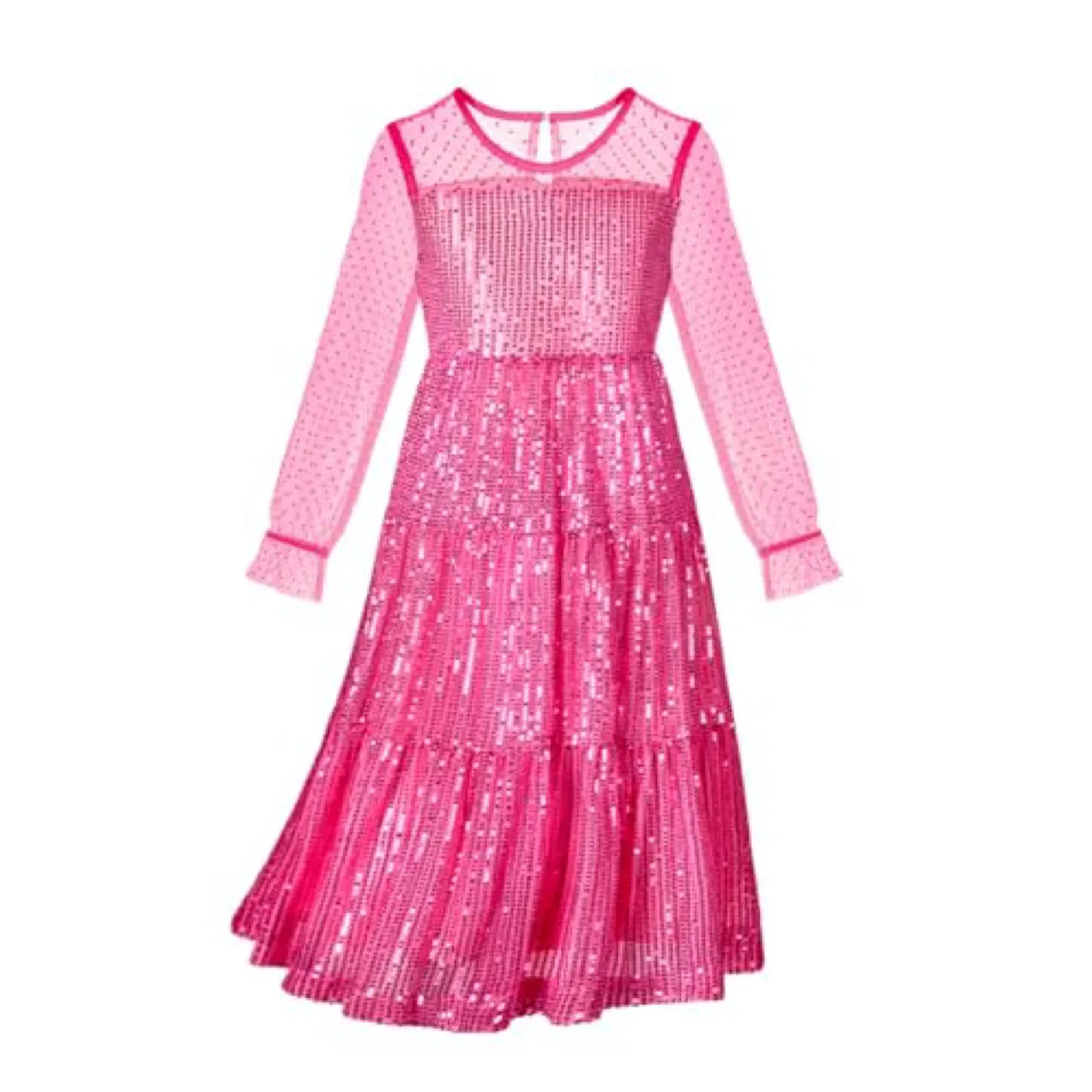 New Girls Sequin Tulle Dress Sparkly Mesh Overlay Party Gown image indicator(2)