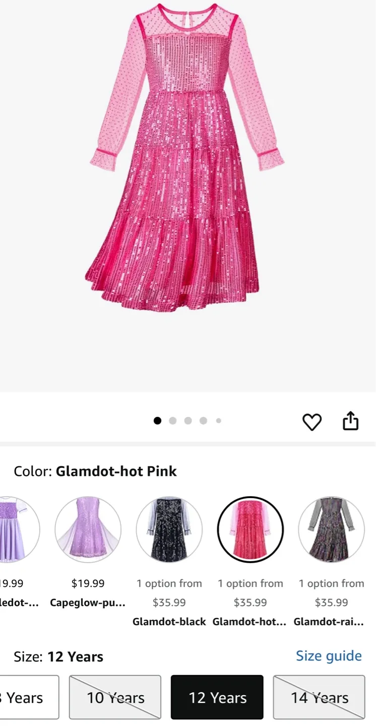 New Girls Sequin Tulle Dress Sparkly Mesh Overlay Party Gown image indicator(4)