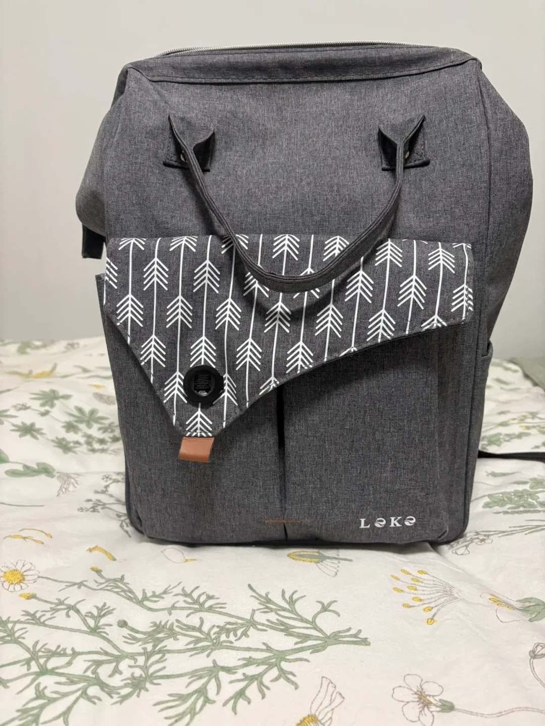 Leke Gray Laptop and/or Diaper Backpack thumbnail