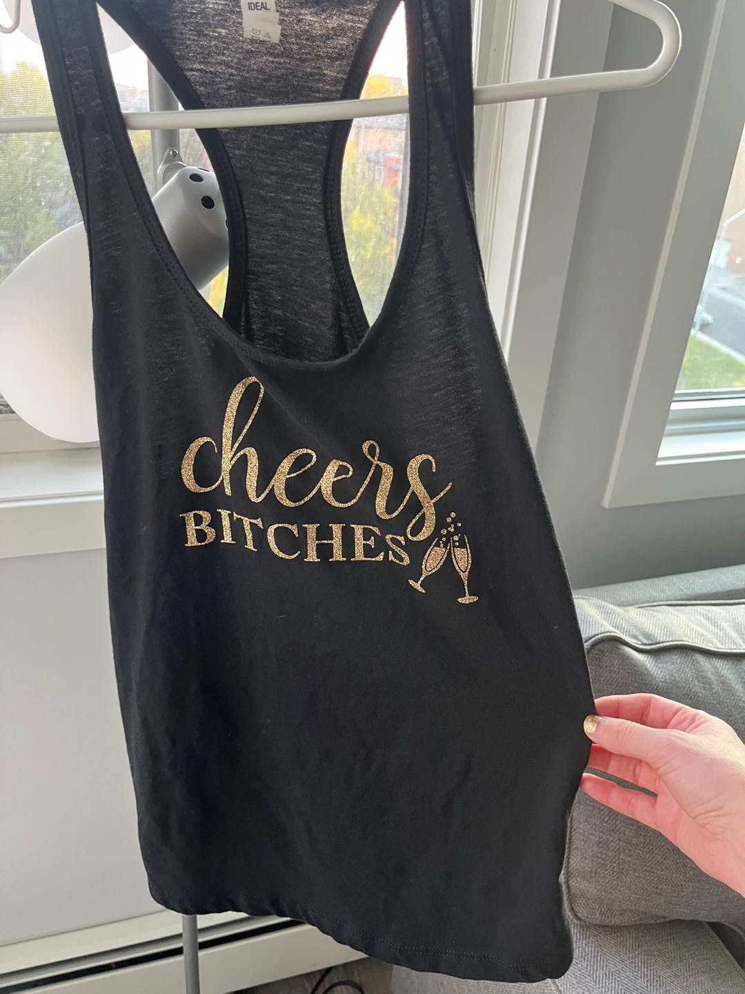Black "Cheers Bitches" Tank Top bachelorette size medium