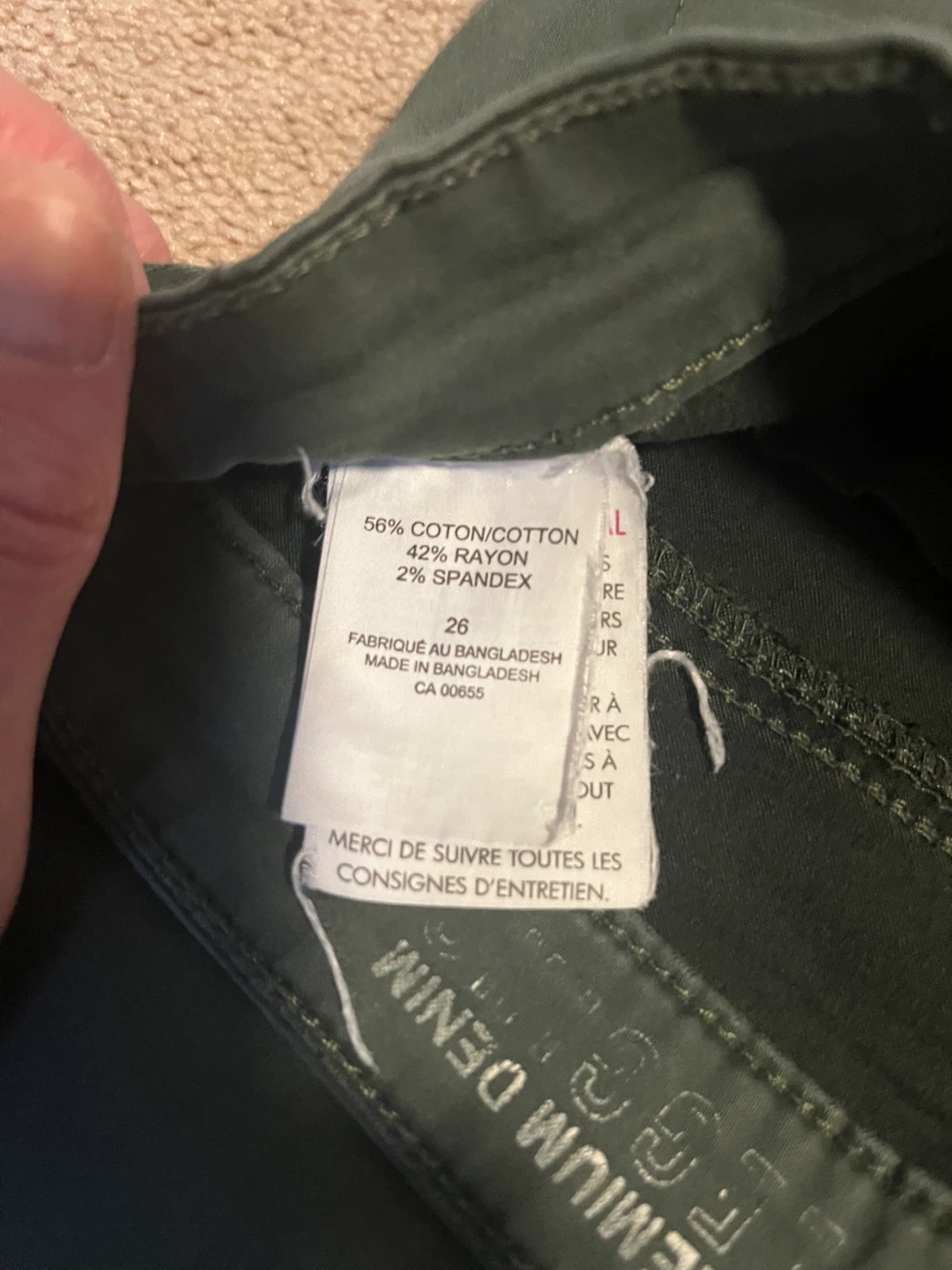 Denim Olive Green Pants - Size 26 - photo 3