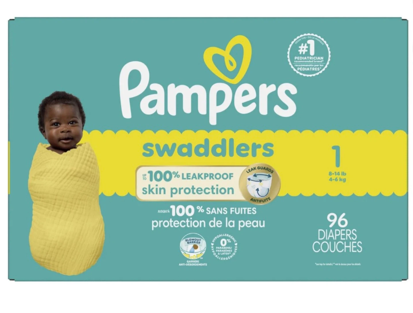 Pampers Swaddlers Size 1, 96 Diapers