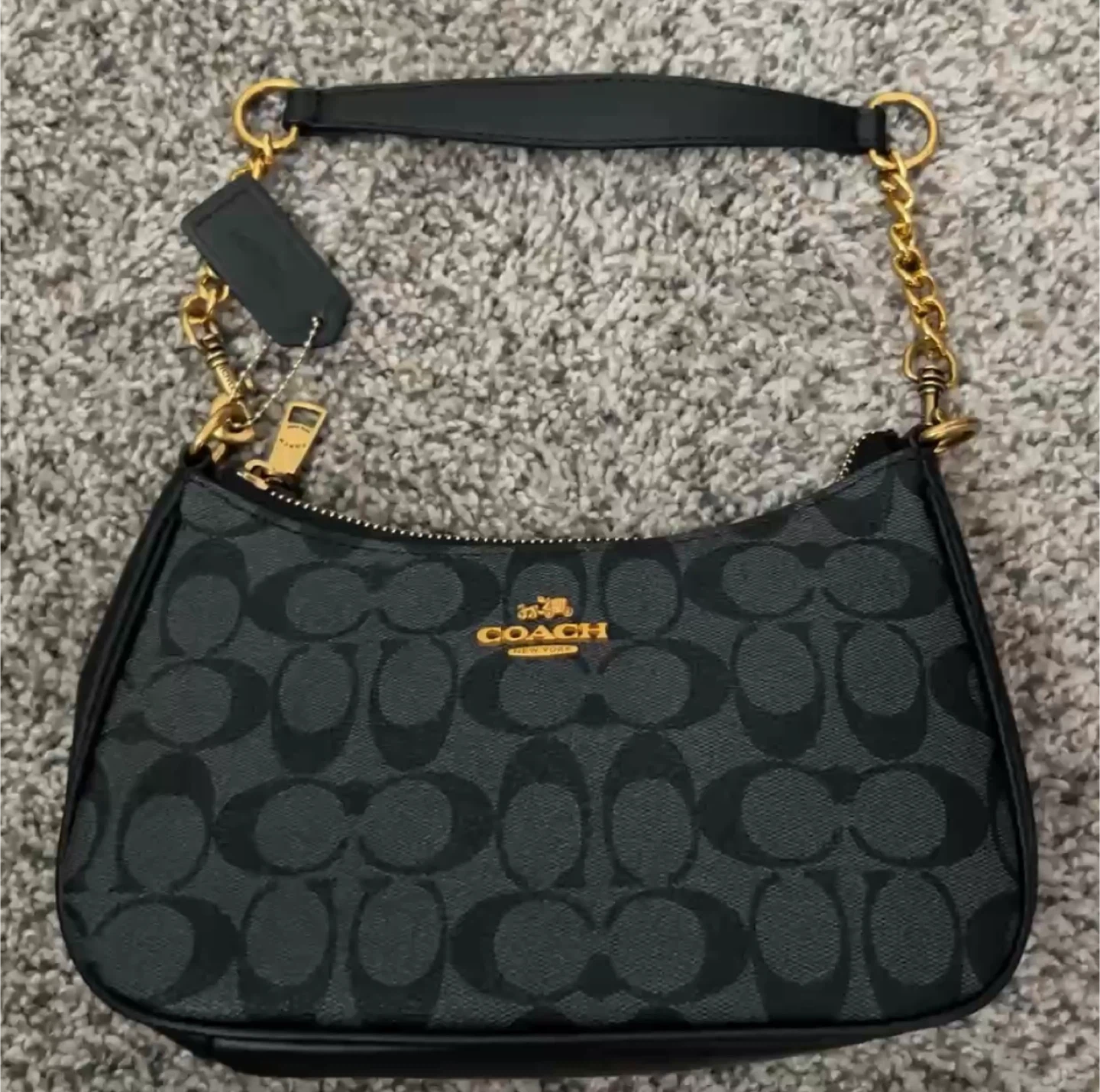 Coach Black Signature Print Mini Bag