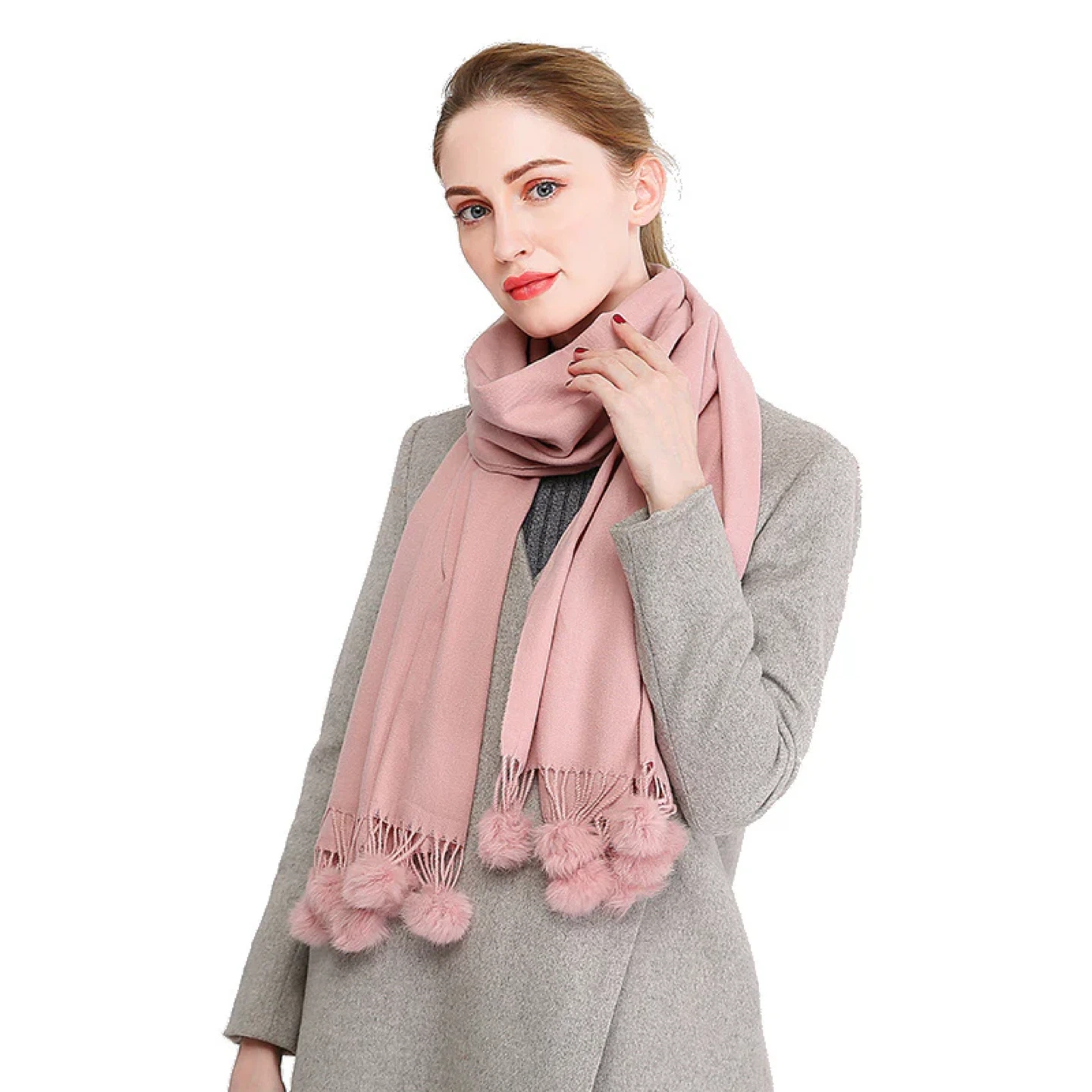 Pink Pom Pom Scarf