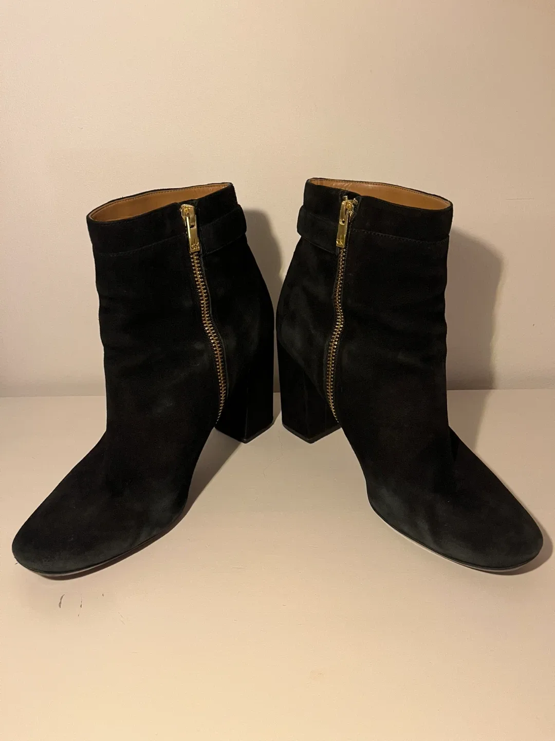 Calvin Klein Black Suede Heeled Ankle Boots - Size 10 image indicator(3)