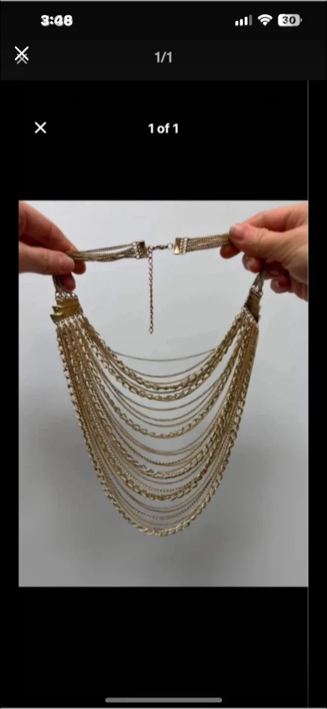 Gold Multi-Strand Chain Necklace thumbnail