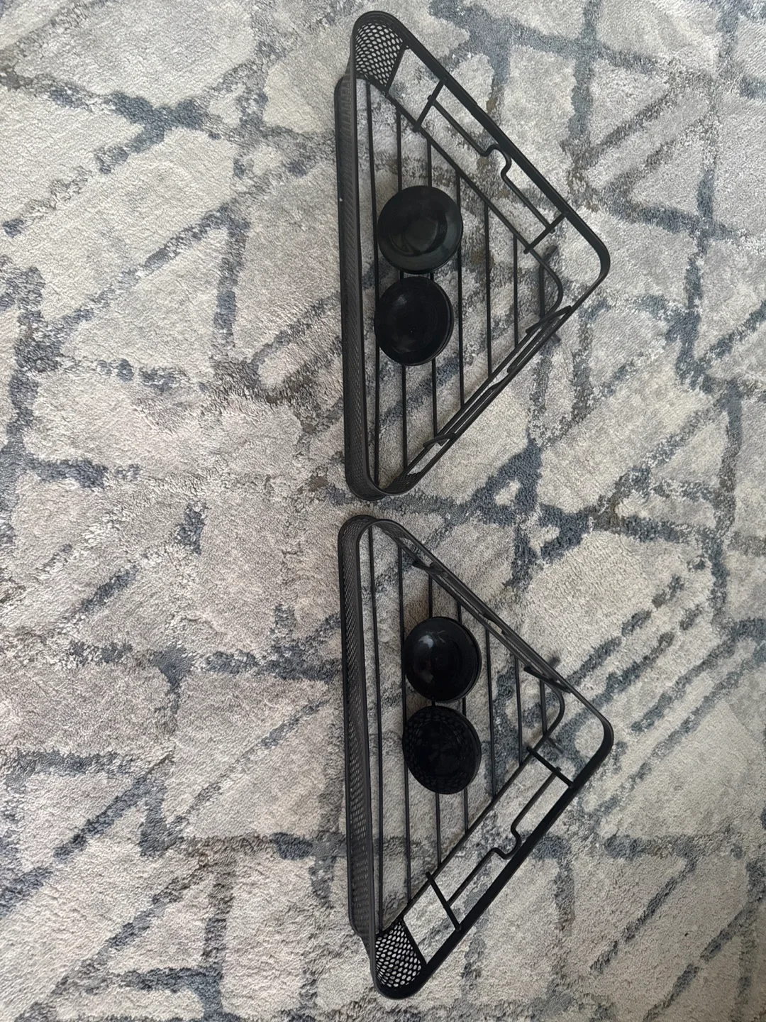 2 Black Metal Corner Shower Caddies image indicator(2)