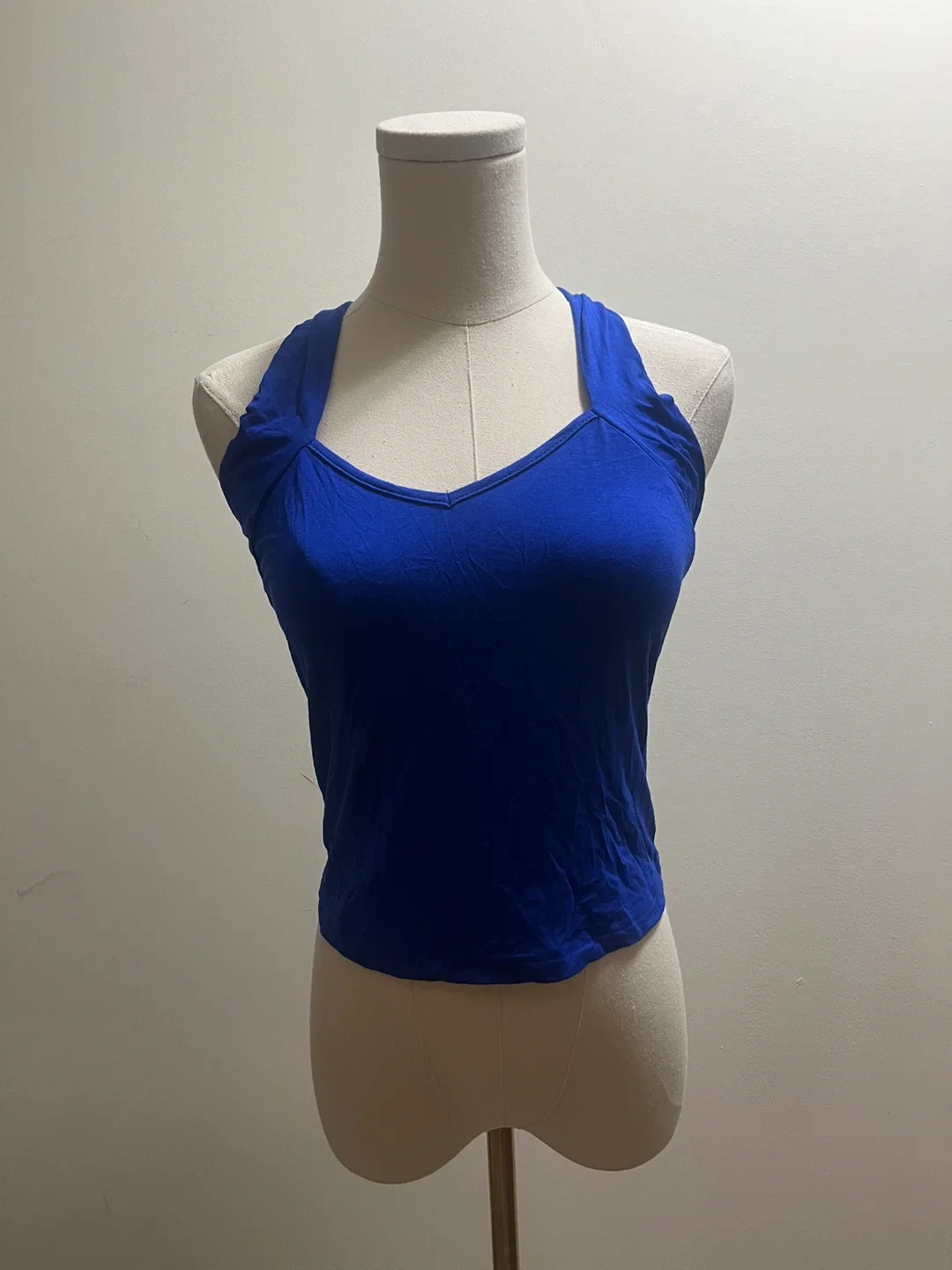 Blue Halter Top with Cross Back sz M thumbnail