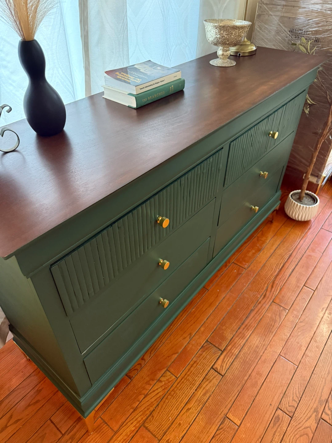 Green Dresser with Gold Accents - photo 2